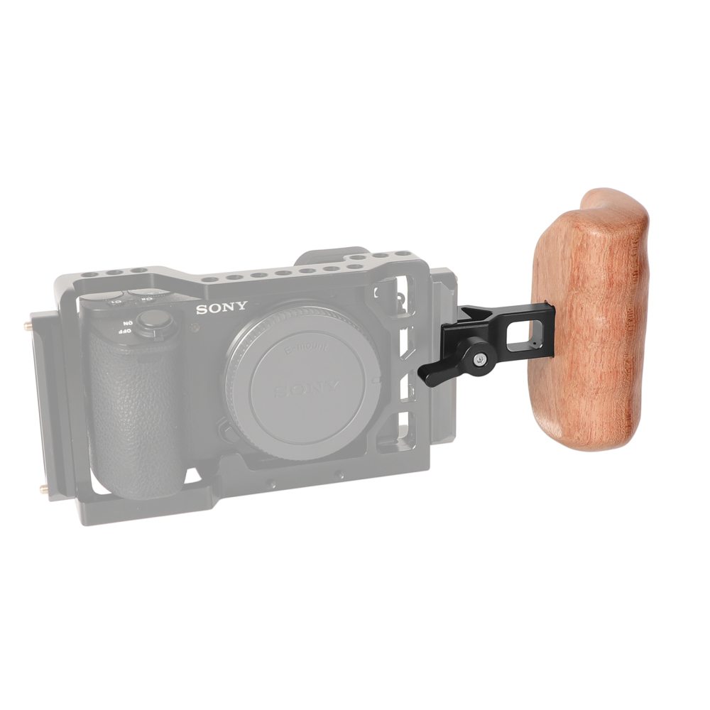 CAMVATE Large-size Wooden Handgrip (Left Side) With Quick Release NATO Clamp Handle Seat For DSLR Camera Cage Rig