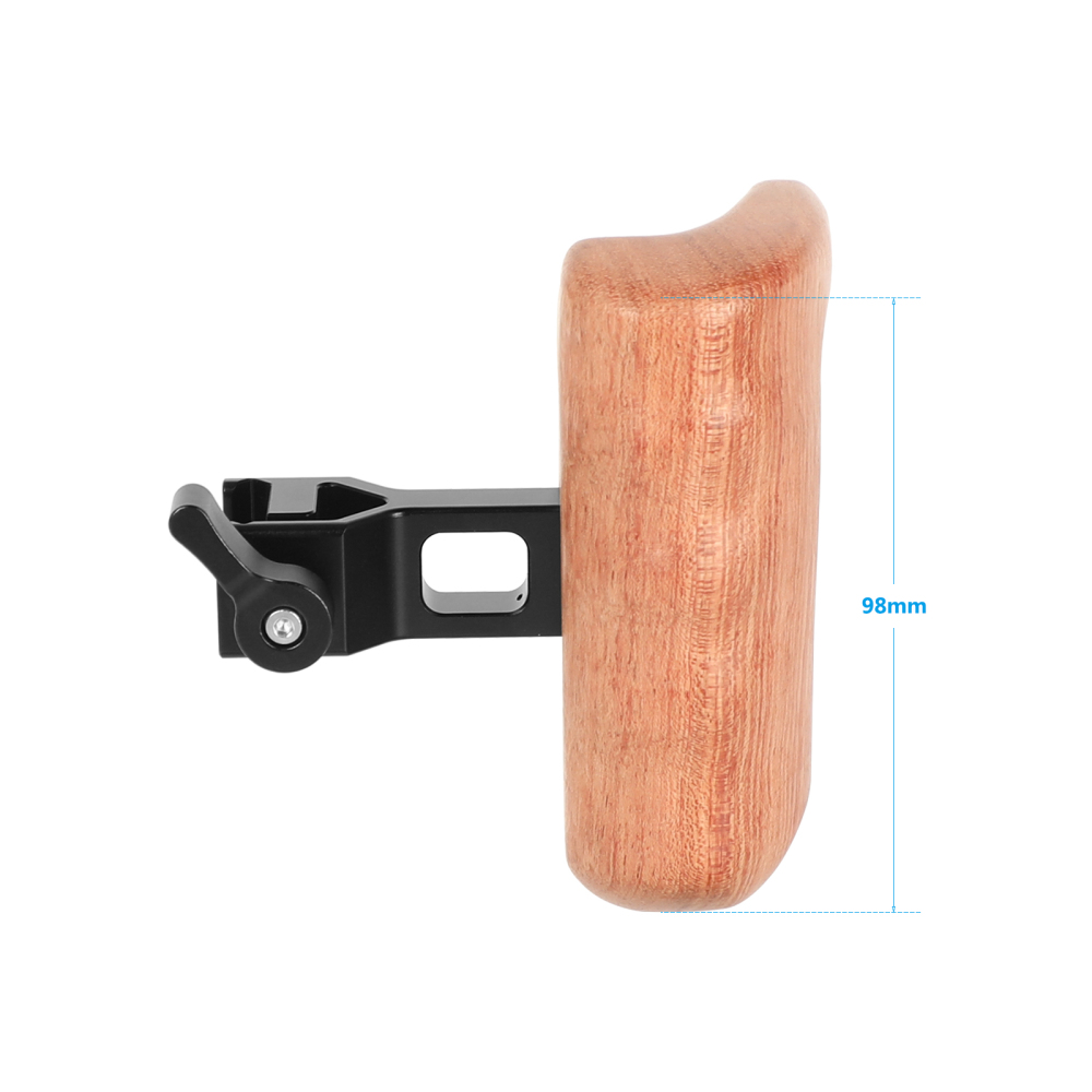 CAMVATE Large-size Wooden Handgrip (Left Side) With Quick Release NATO Clamp Handle Seat For DSLR Camera Cage Rig