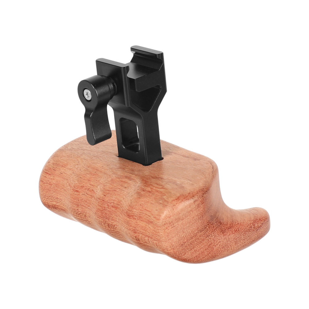 CAMVATE Large-size Wooden Handgrip (Left Side) With Quick Release NATO Clamp Handle Seat For DSLR Camera Cage Rig