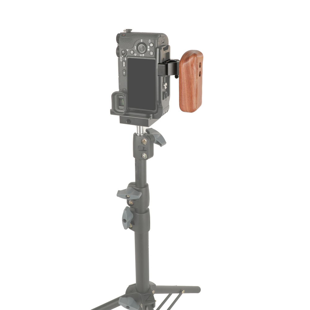 CAMVATE Wooden Handgrip Right Side With QR ARCA Compatible Clamp