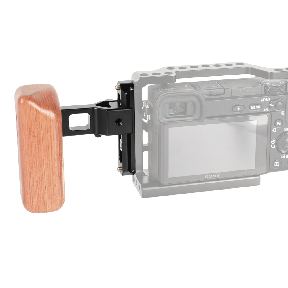 CAMVATE Quality Wooden Handgrip (Left Side) With Quick Release NATO Clamp And 70mm NATO Safety Rail
