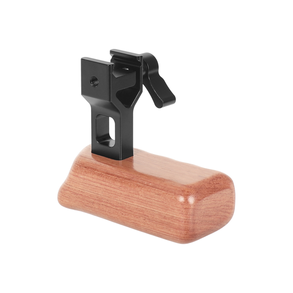 CAMVATE Quality Wooden Handgrip (Left Side) With Quick Release NATO Clamp And 70mm NATO Safety Rail