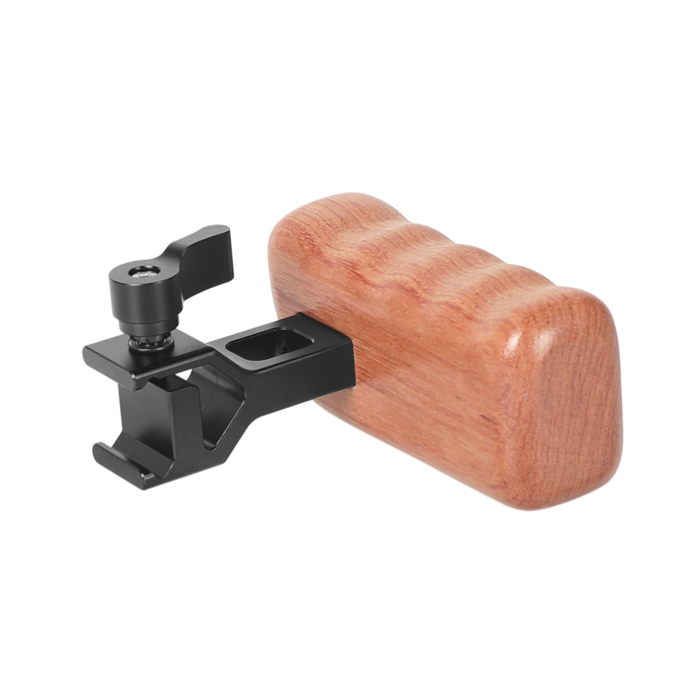 CAMVATE Quality Wooden Handgrip (Left Side) With Quick Release NATO Clamp And 70mm NATO Safety Rail