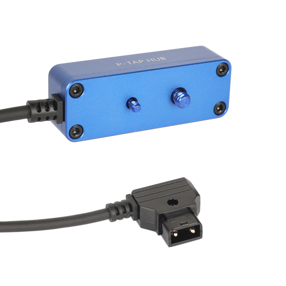 CAMVATE Male D-Tap B Type To 3-Port Female D-Tap P-Tap Hub Adapter Splitter With Ronin 2 Thread Screw For Photography Power (Blue)
