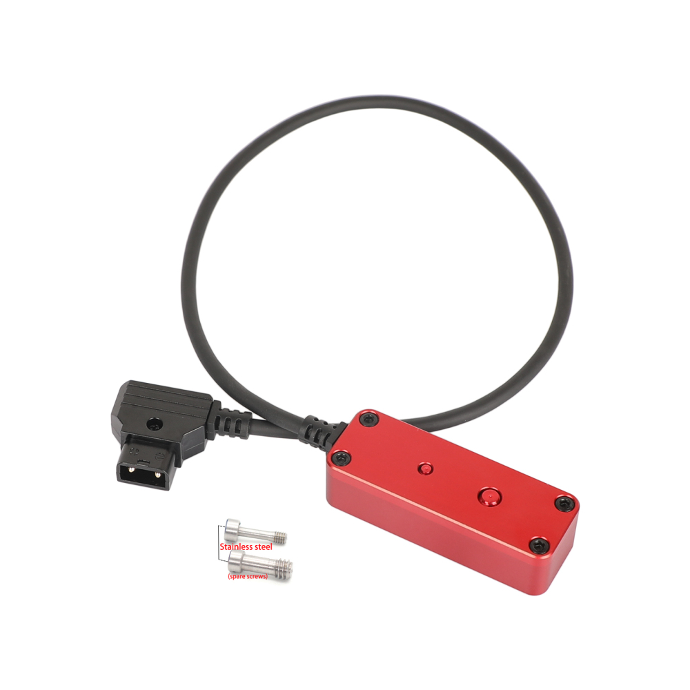 CAMVATE Male D-Tap B Type To 3-Port Female D-Tap P-Tap Hub Adapter Splitter With Ronin 2 Thread Screw For Photography Power (Red)