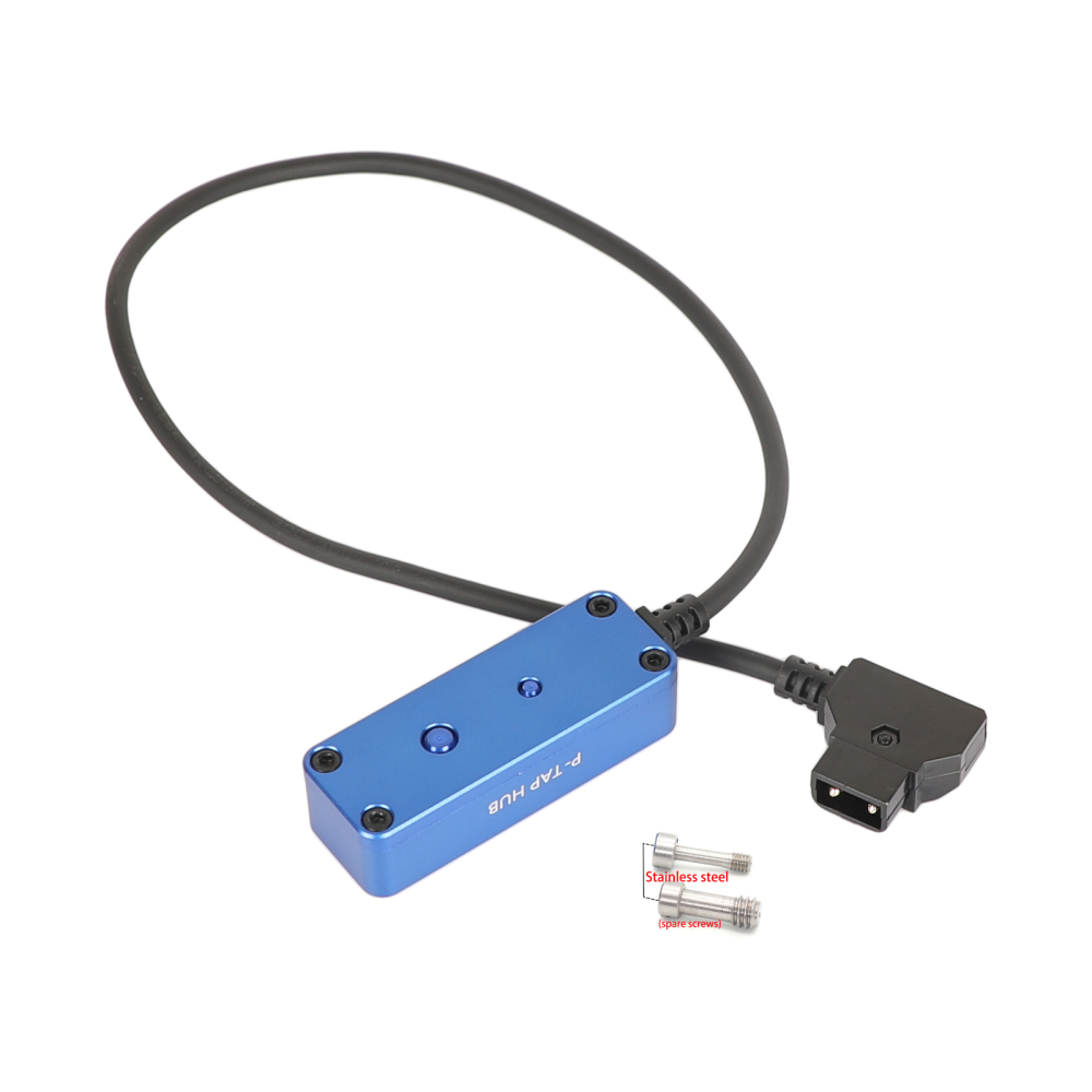 CAMVATE Male D-Tap B Type To 3-Port Female D-Tap P-Tap Hub Adapter Splitter With Ronin 2 Thread Screw For Photography Power (Blue)