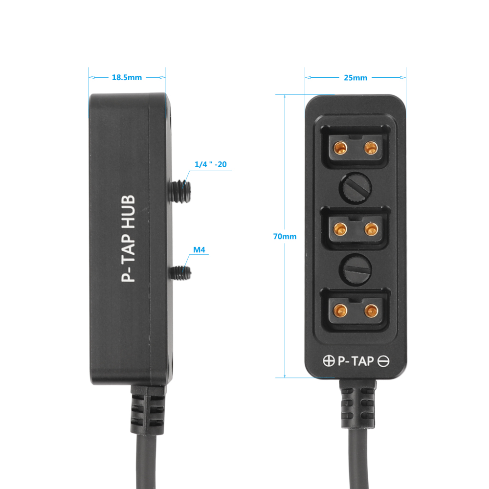 CAMVATE Male D-Tap B Type To 3-Port Female D-Tap P-Tap Hub Adapter Splitter With Ronin 2 Thread Screw For Photography Power (Black)