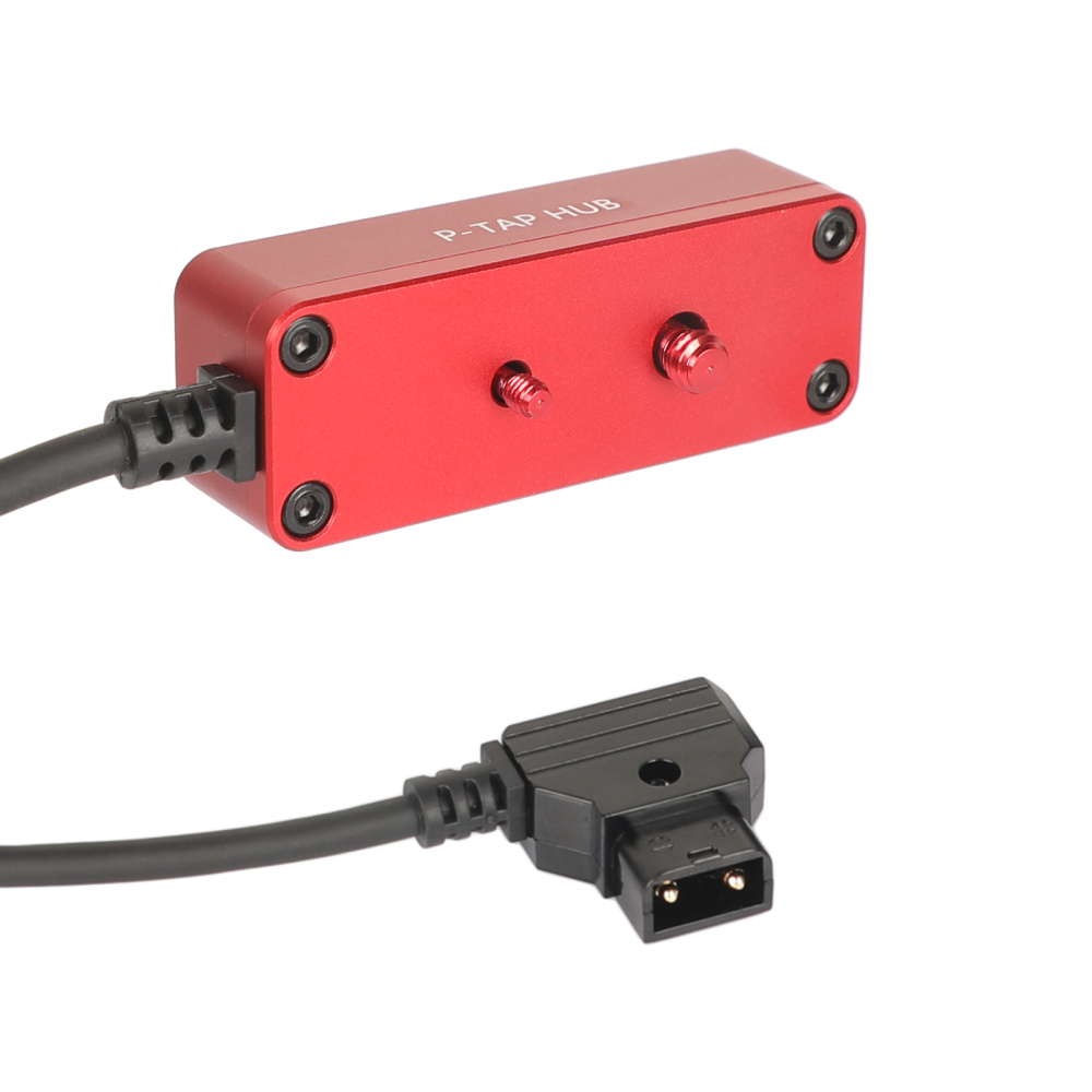 CAMVATE Male D-Tap B Type To 3-Port Female D-Tap P-Tap Hub Adapter Splitter With Ronin 2 Thread Screw For Photography Power (Red)