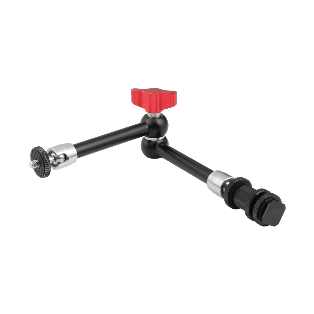 CAMVATE Universal 11" Articulating Magic Arm Stainless Steel Made With Shoe Mount (Red Lock Knob)