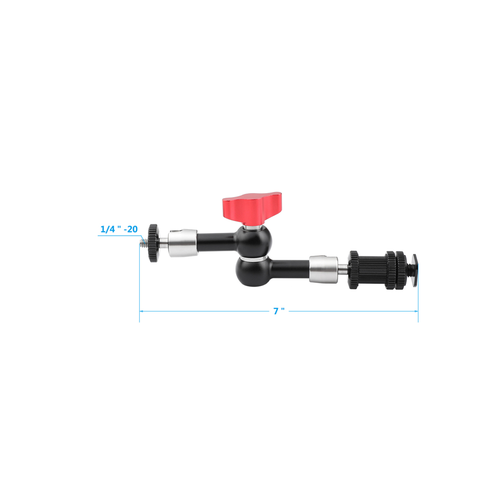 CAMVATE Solid 7" Articulating Magic Arm Stainless Steel Construction With 1/4" Screw Connector & Shoe Mount Adapter For Supporting Accessories