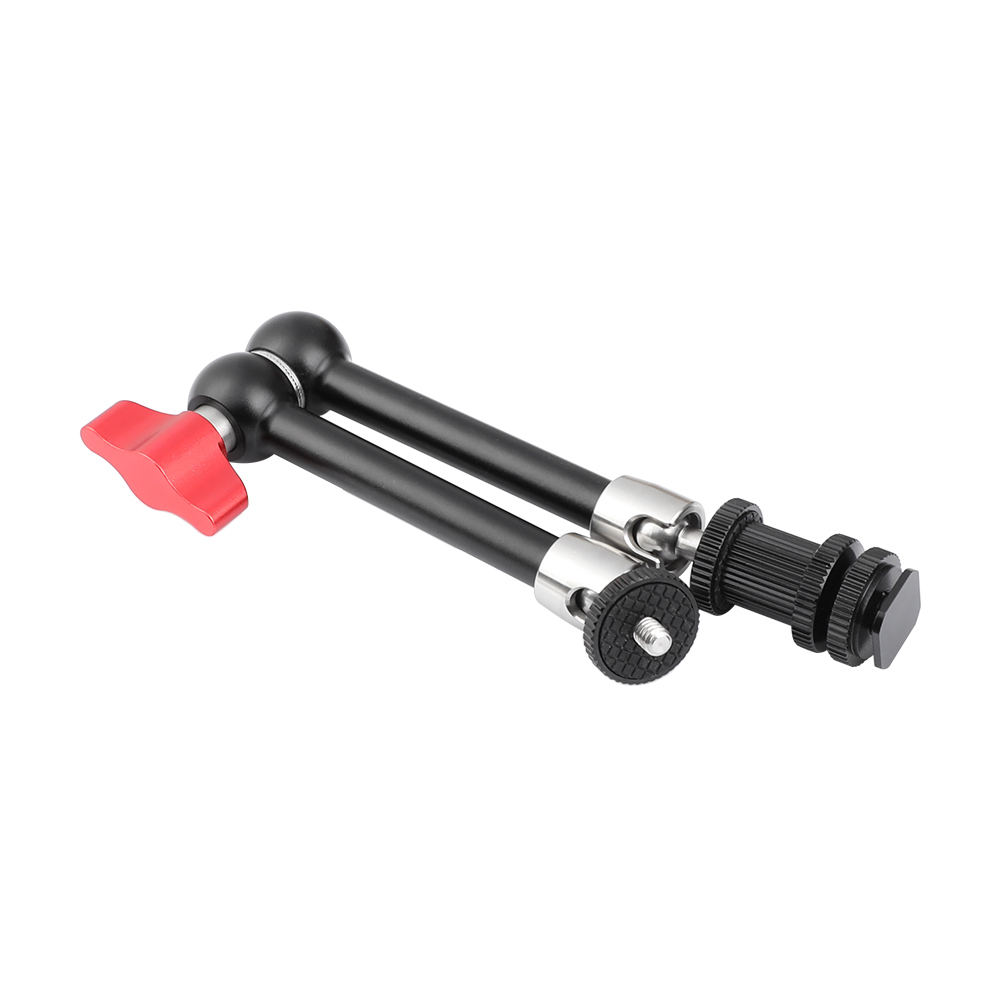 CAMVATE Universal 11" Articulating Magic Arm Stainless Steel Made With Shoe Mount (Red Lock Knob)