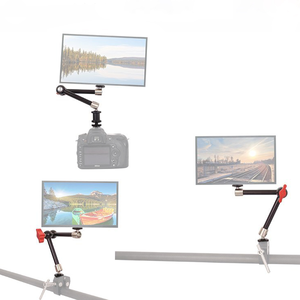 CAMVATE Universal 11" Articulating Magic Arm Stainless Steel Made With Shoe Mount (Red Lock Knob)