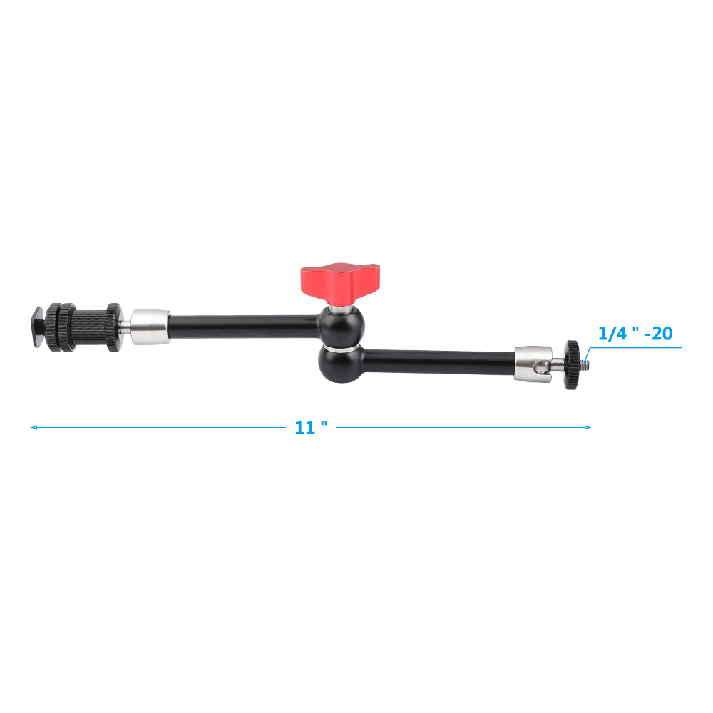 CAMVATE Universal 11" Articulating Magic Arm Stainless Steel Made With Shoe Mount (Red Lock Knob)