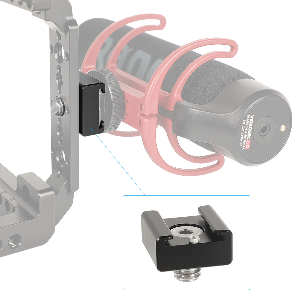 CAMVATE 3/8"-16 Cold Shoe Mount Adapter With ARRI Locating Pins For ARRI Standard Mounting Points