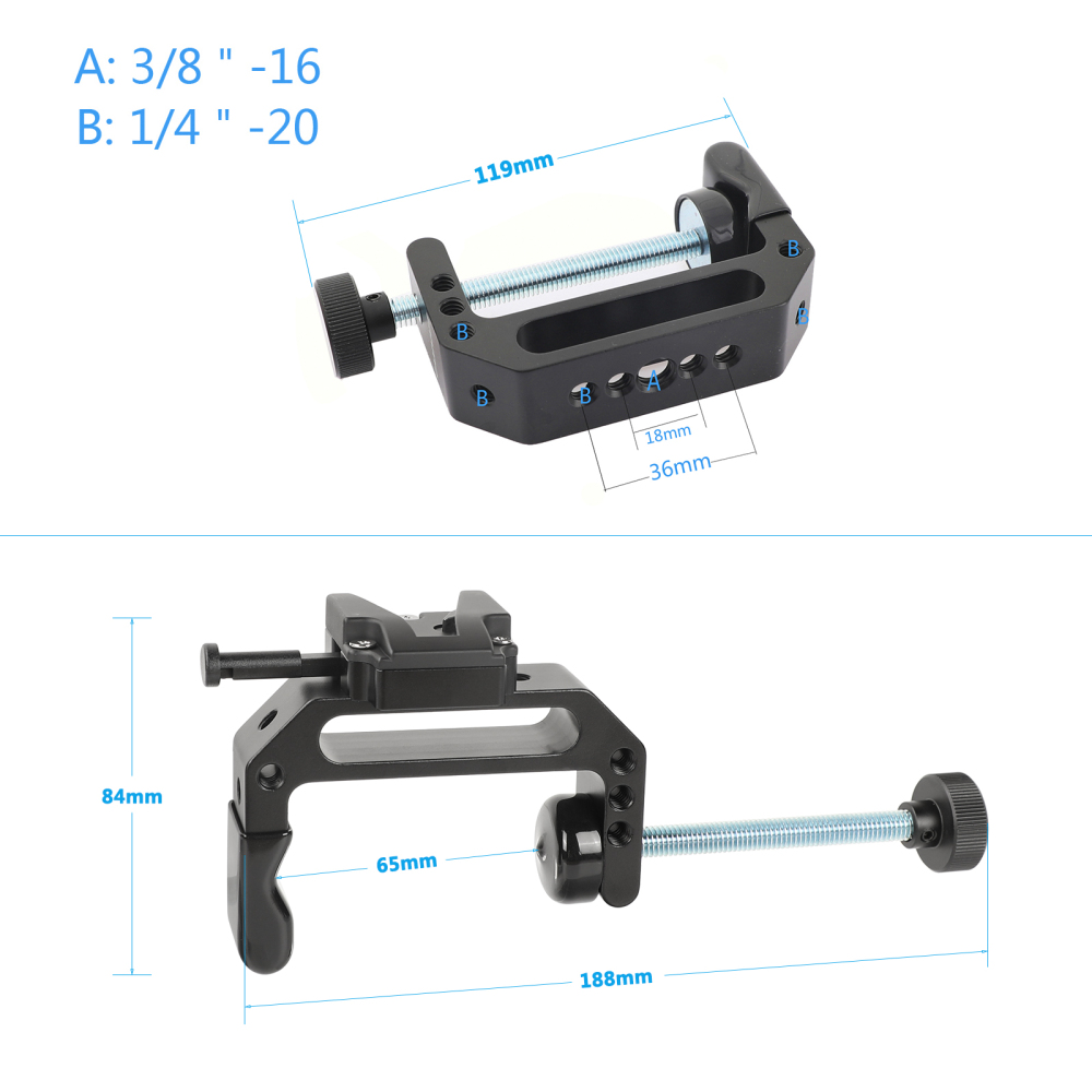 CAMVATE Extended Super C Clamp With V Lock Female Quick Release Adapter For DSLR Camera’s Power Supply