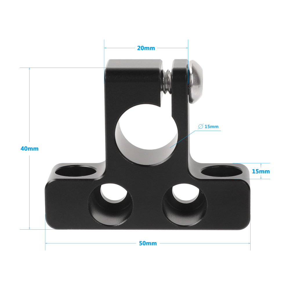 CAMVATE Simple 15mm Single Rod Clamp With 1/4"-20 Unthreaded Mounting Points