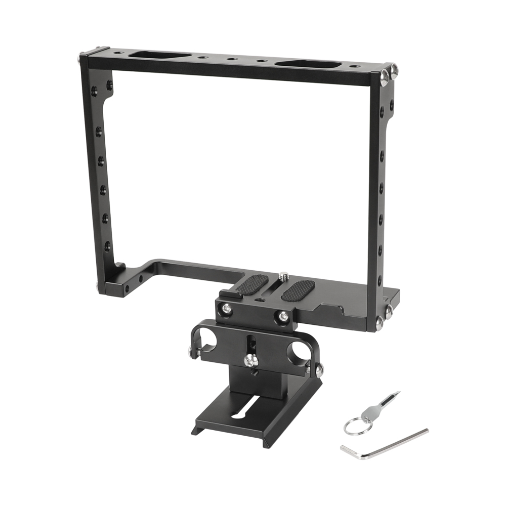 CAMVATE Universal Camera Full Frame Cage Rig With Double Rod Holder And Manfrotto Quick Release Base Plate