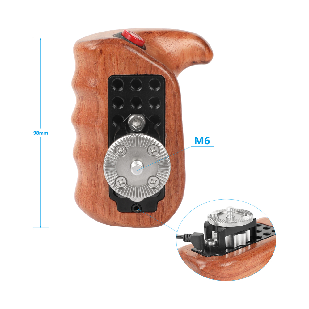 CAMVATE Right Side Remote Control Handle (Brazil Wood Made) With Coiled Adapter Cable For Panasonic Cameras With RSS Protocol