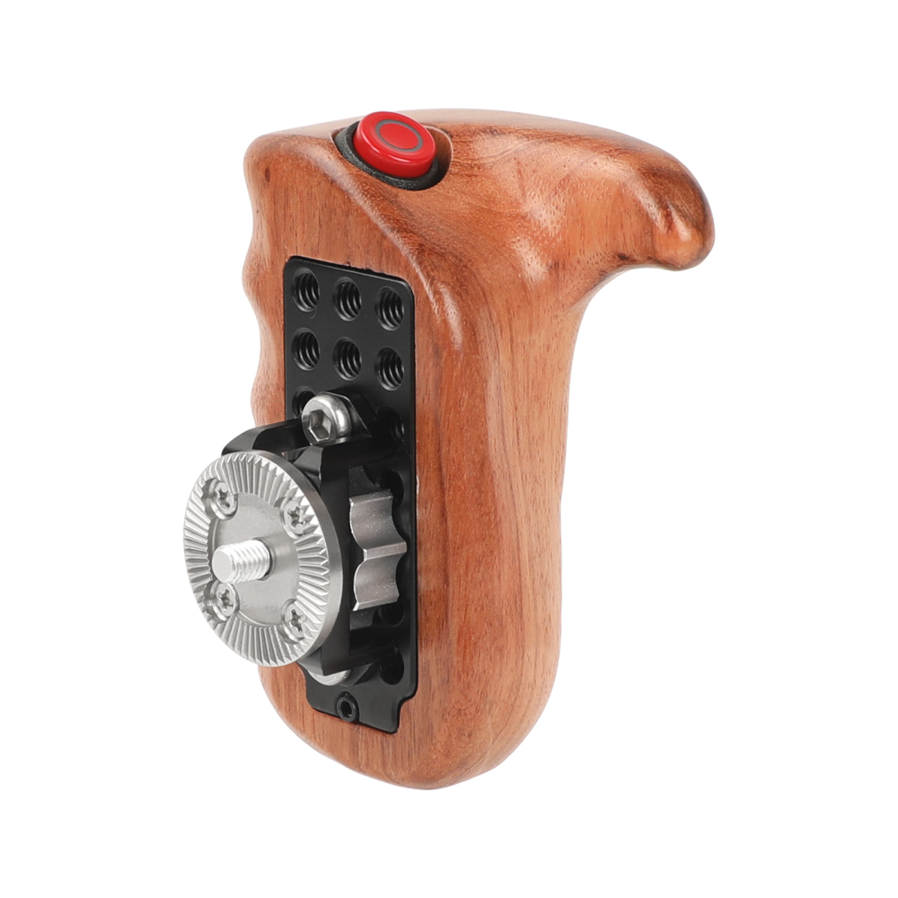 CAMVATE Right Side Remote Control Handle (Brazil Wood Made) With Coiled Adapter Cable For Panasonic Cameras With RSS Protocol