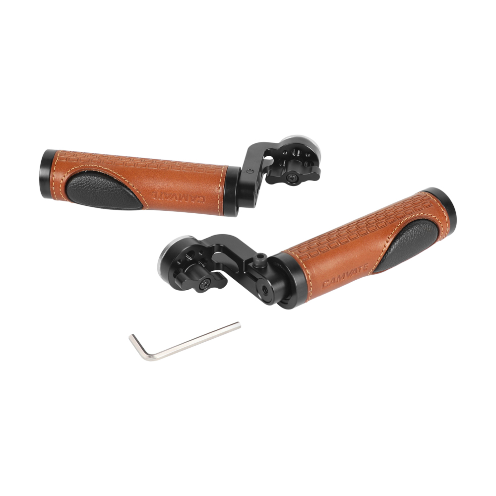 CAMVATE ARRI Rosette Leather Handgrip M6 Male Threads For DSLR Shoulder Rig (A Pair)