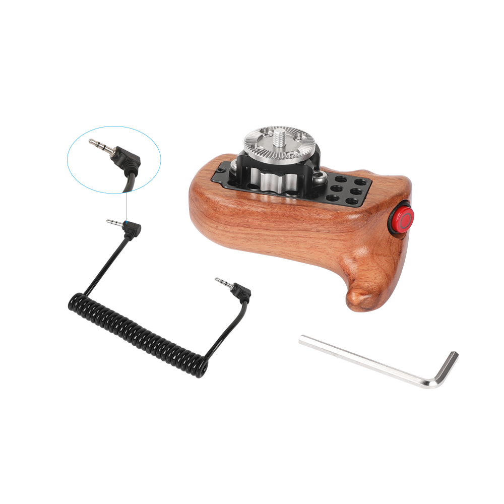 CAMVATE Right Side Wooden Hand Grip With Video Control Trigger For Cameras / Camcorder Using LANC Protocol
