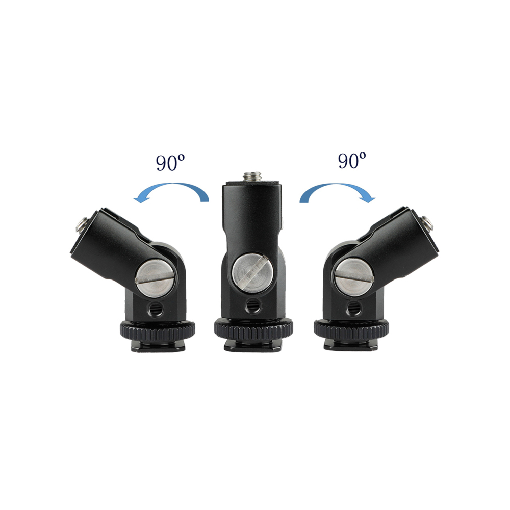 CAMVATE 1/4"-20 Support Holder 90 Degree Tilt Adjustable With Bottom Shoe Mount Adapter For On-camera Monitor / LED Flashlight