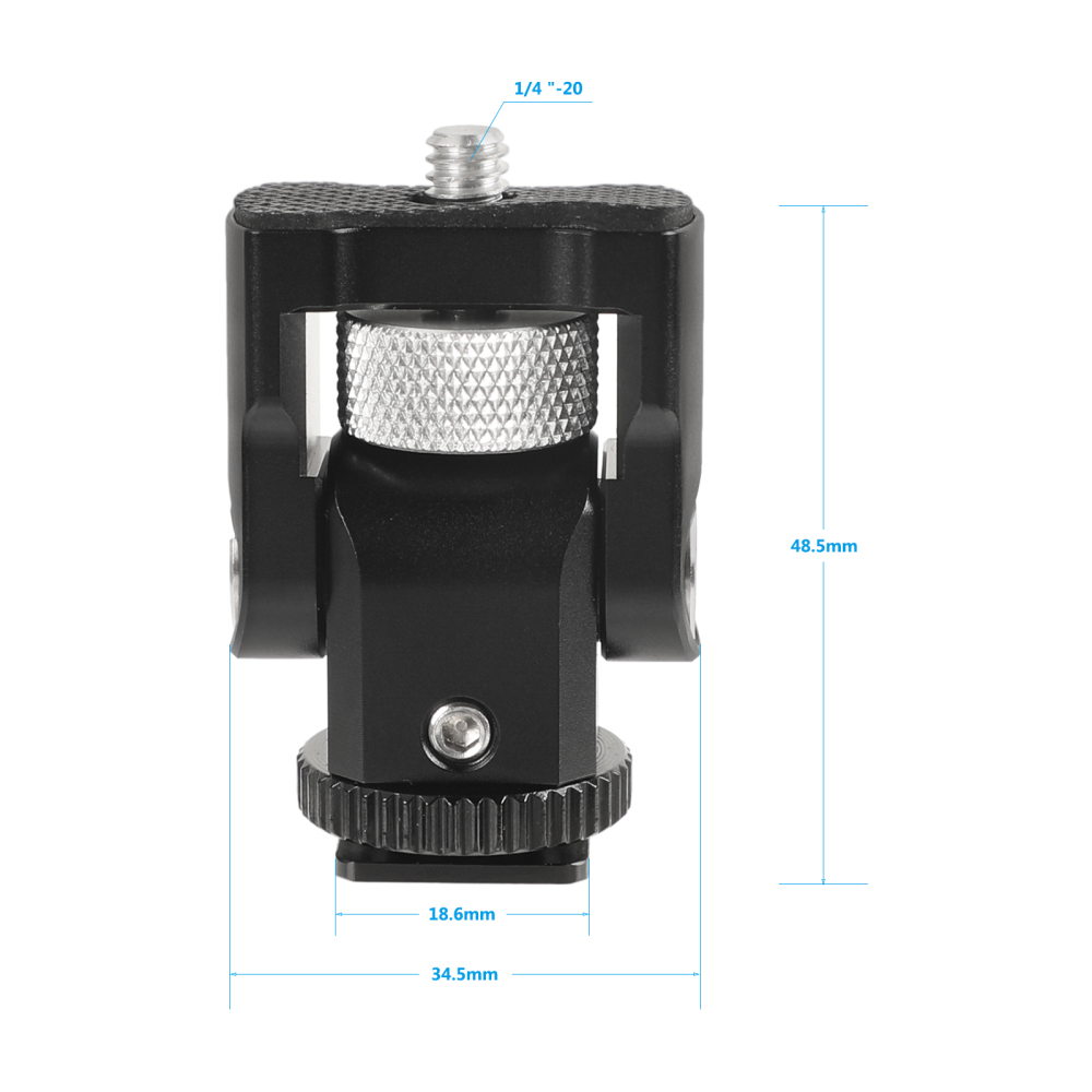CAMVATE 1/4"-20 Support Holder 90 Degree Tilt Adjustable With Bottom Shoe Mount Adapter For On-camera Monitor / LED Flashlight