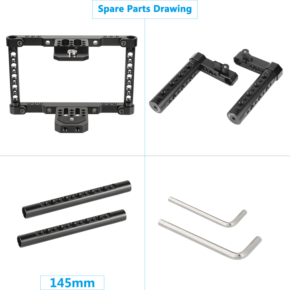 CAMVATE 5" & 5.5" Director’s Monitor Cage Kit With Adjustable Dual Cheese Handgrip For Atomos NinjaV And Shinobi