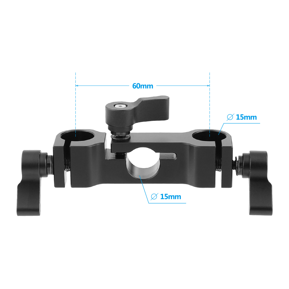 CAMVATE Standard 15mm Railblock Clamp 3-Port For DSLR Camera Rod Supporting System