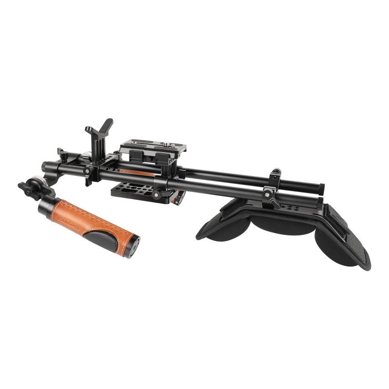 CAMVATE Shoulder Mount Handheld Rig With Manfrotto Quick Release Baseplate & Adjustable Arri Rosette Leather Handgrip