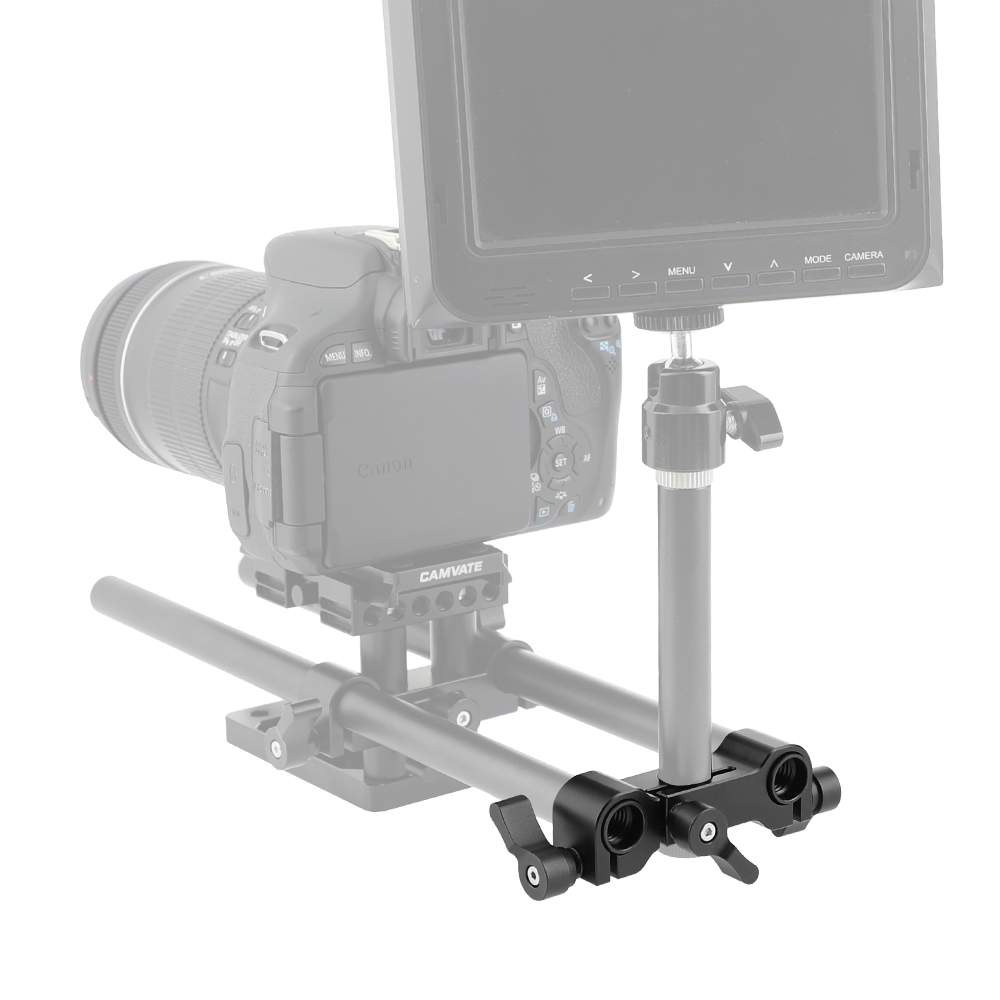CAMVATE Standard 15mm Railblock Clamp 3-Port For DSLR Camera Rod Supporting System