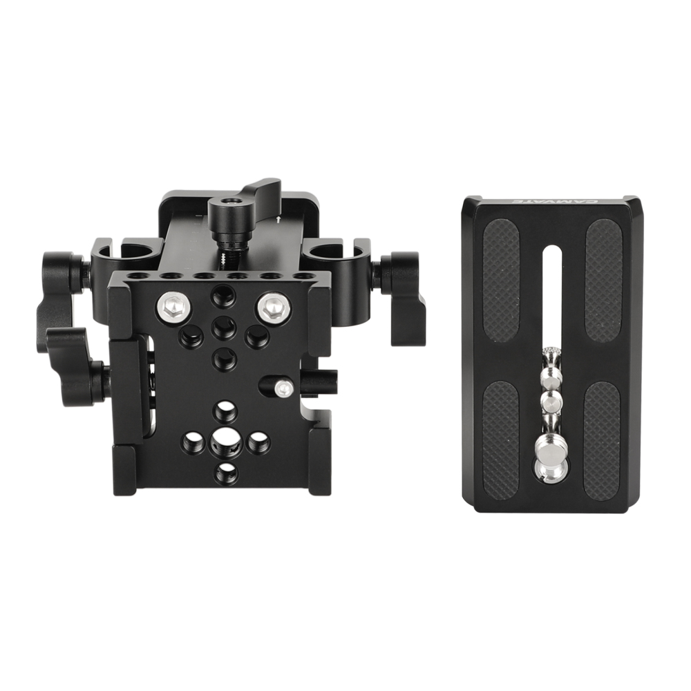 CAMVATE Manfrotto Quick Release Plate With Up-and-down Adjustable 15mm Rail Block And Bottom Cheese Plate For Shoulder Mount Rig / Tripod