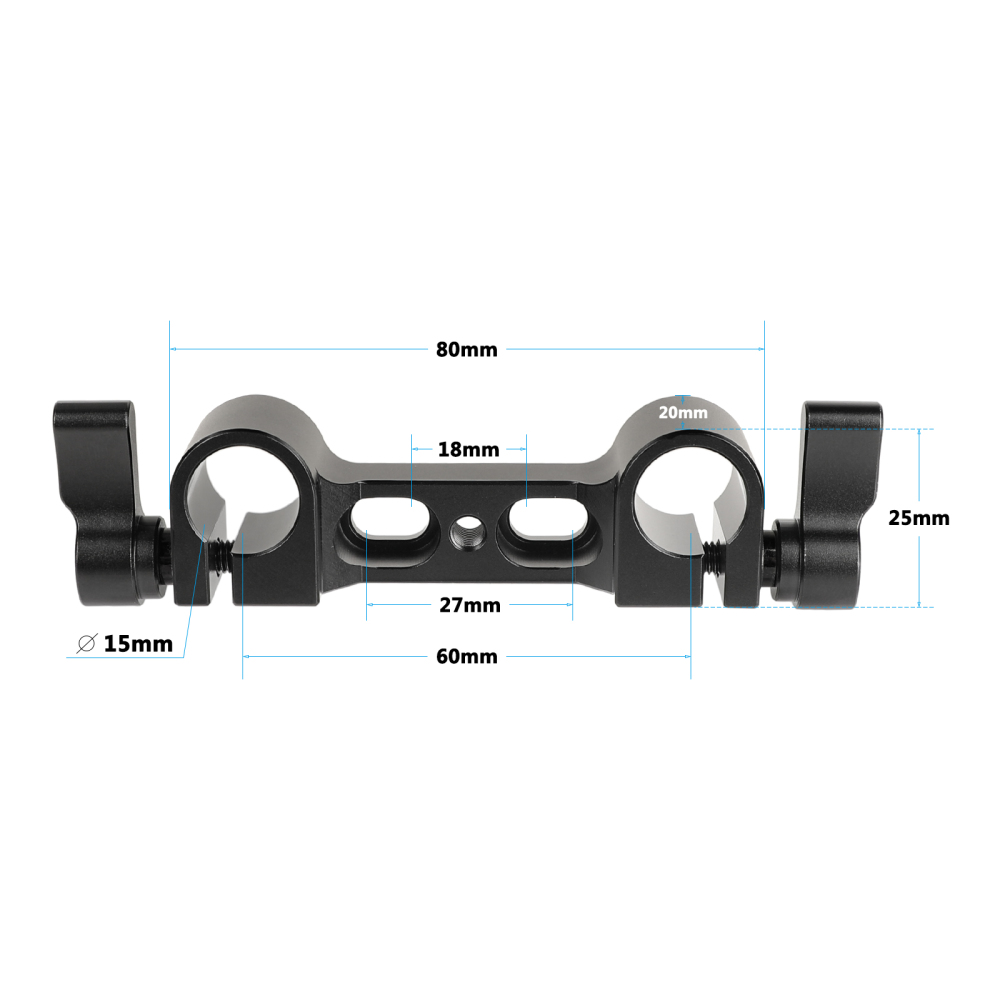 CAMVATE 15mm Railblock Rod Clamp With Central Unthreaded Mounting Points For DSLR Camera Rail Rod Supporting System