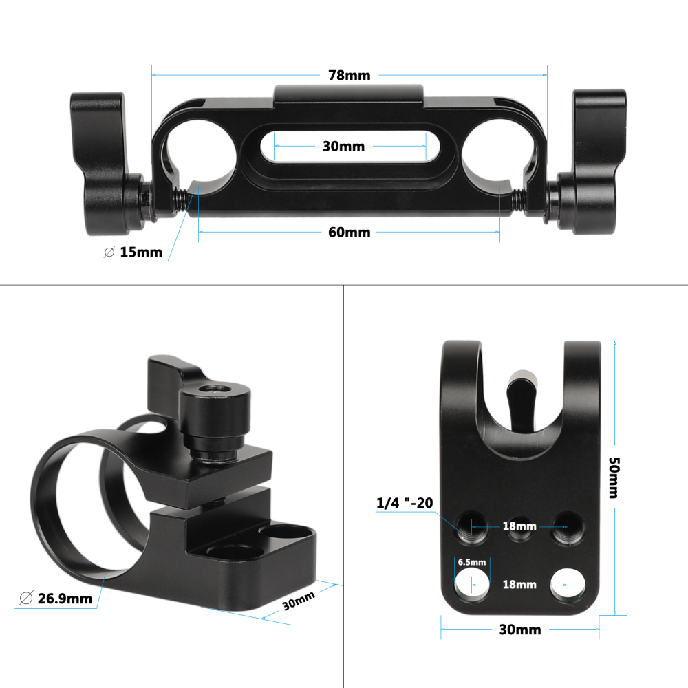 CAMVATE 360 Degree Rotating 15mm Rail Blocks Clamp For DSLR Camera Rod Supporting System