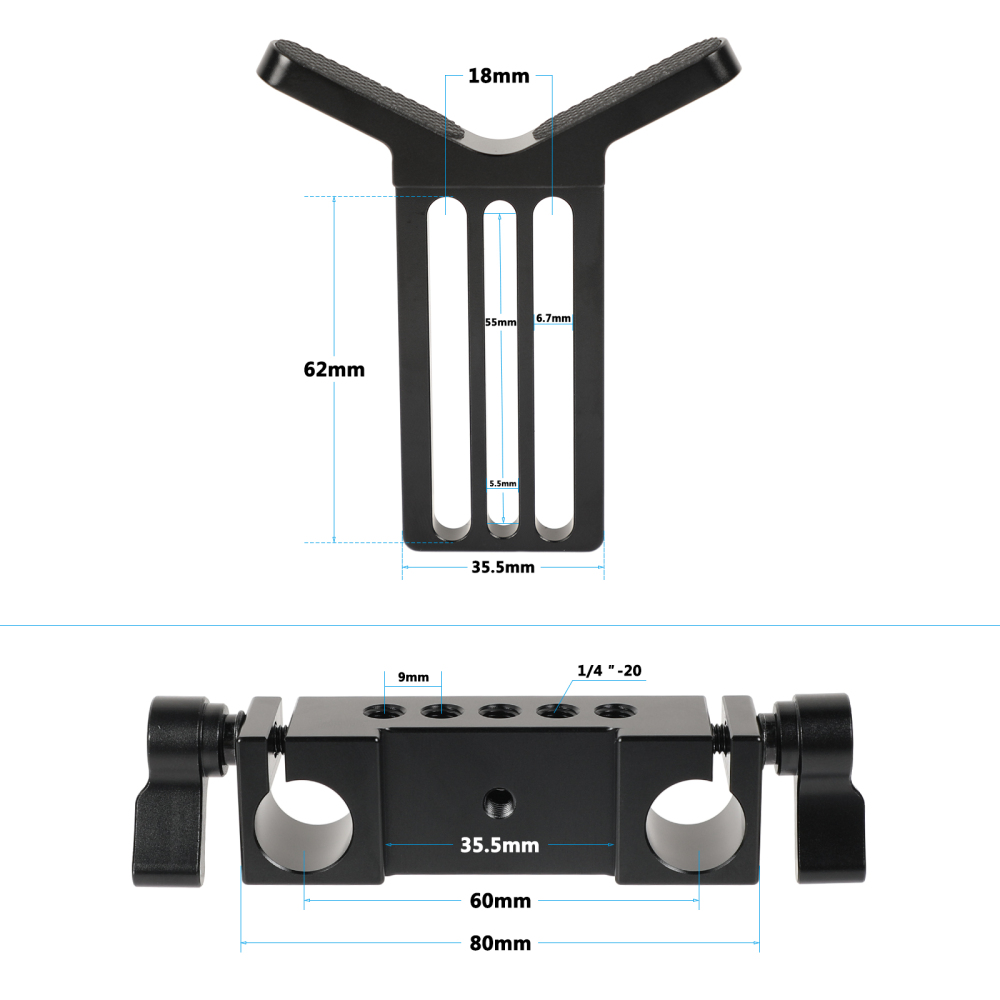 CAMVATE Adjustable Lens Y Support (Lengthened) + 15mm Rail Block Rod Clamp For DSLR Rig Rod Support System