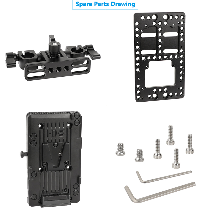 CAMVATE IDX P-V2 Quick Release V Mount Camera Plate With Rotatable 15mm Rail Blocks
