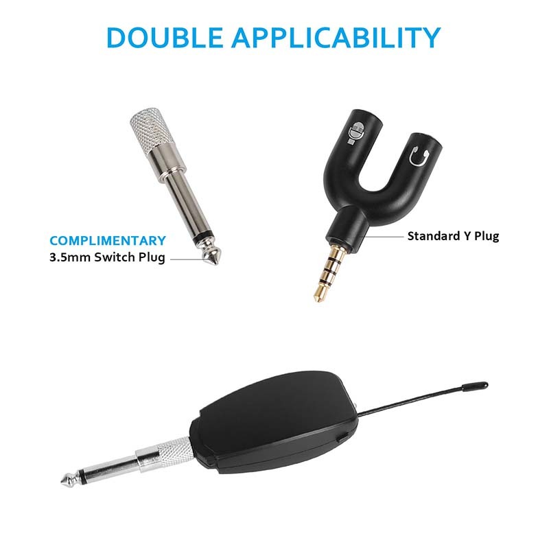 CAMVATE UHF Wireless Lavalier Microphone System Instrument Type Mic With Rechargeable Transmitter & Receiver For Live Show Performance