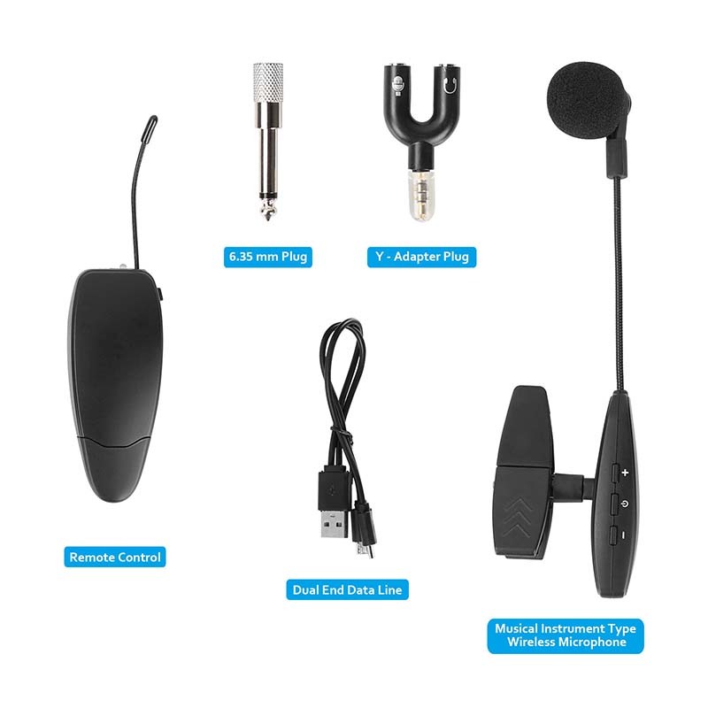 CAMVATE UHF Wireless Lavalier Microphone System Instrument Type Mic With Rechargeable Transmitter & Receiver For Live Show Performance