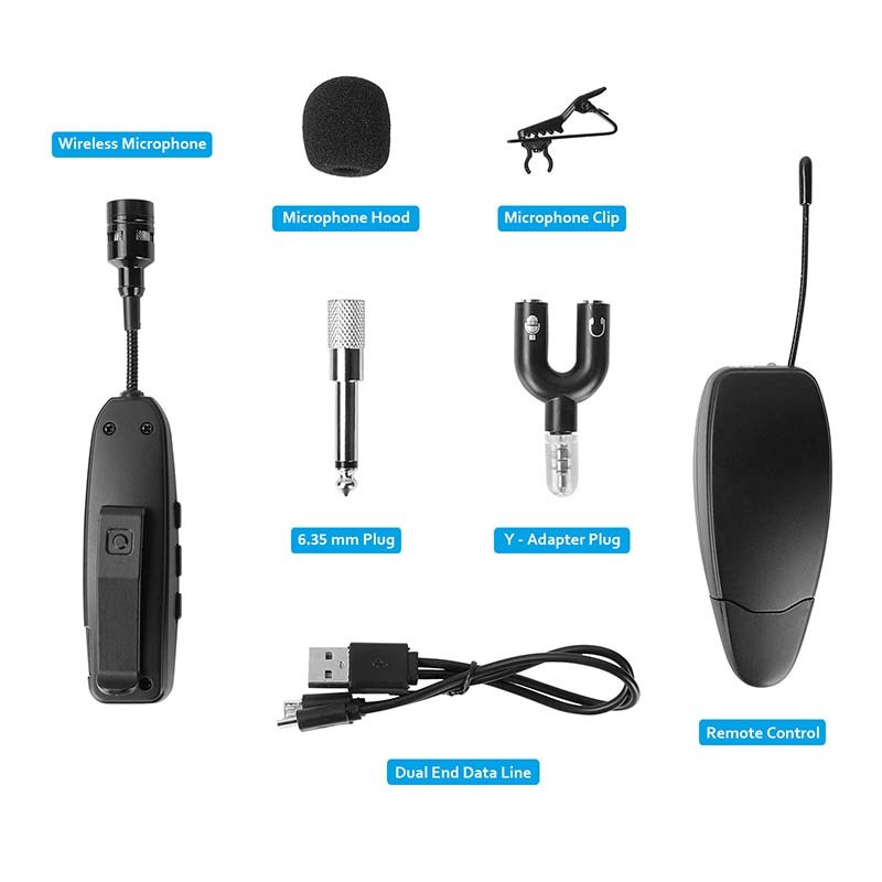CAMVATE UHF Wireless Microphone System Lapel Lavalier Mic With Rechargeable Transmitter & Receiver (Clip-on Type)