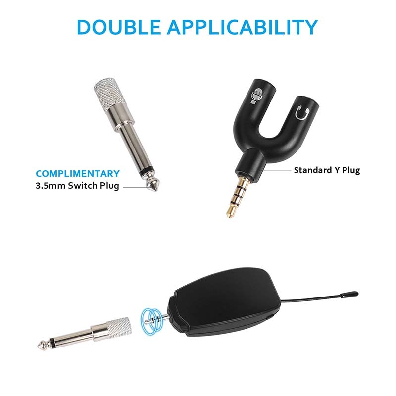 CAMVATE UHF Wireless Microphone System Lapel Lavalier Mic With Rechargeable Transmitter & Receiver (Clip-on Type)