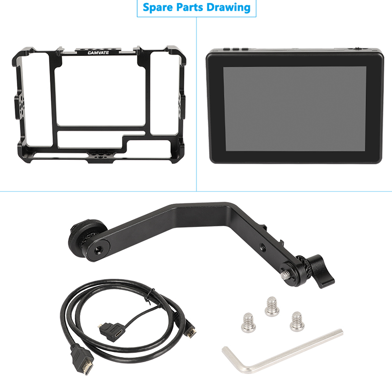 CAMVATE FeelWorld LUT7S 7" 3D LUT 4K Touch Screen DSLR Camera Field Monitor With Waveform VectorScope With Cable & Monitor Cage & Tilt Arm