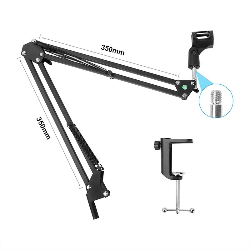 CAMVATE Foldable Cantilever Microphone Stand NB-35 With Adjustable Suspension Boom Scissor Arm For Streaming Voice-overs Recording (Iron C Clamp Base)