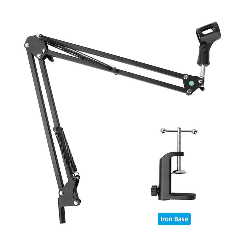 CAMVATE Foldable Cantilever Microphone Stand NB-35 With Adjustable Suspension Boom Scissor Arm For Streaming Voice-overs Recording (Iron C Clamp Base)