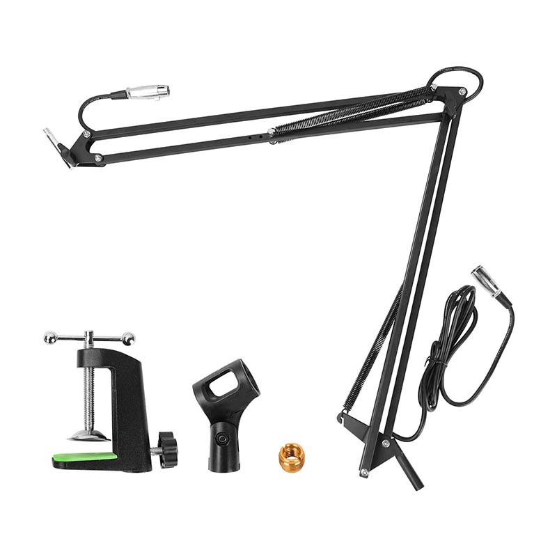 CAMVATE Professional Microphone Stand Boom Arm Suspension Scissor Arm Stand With Mounting C Clamp Base And Microphone Cable