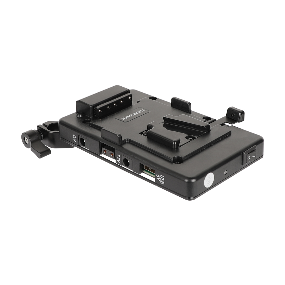 CAMVATE Quick Release V Lock Plate Power Splitter Adapter With 15mm Rod Clamp