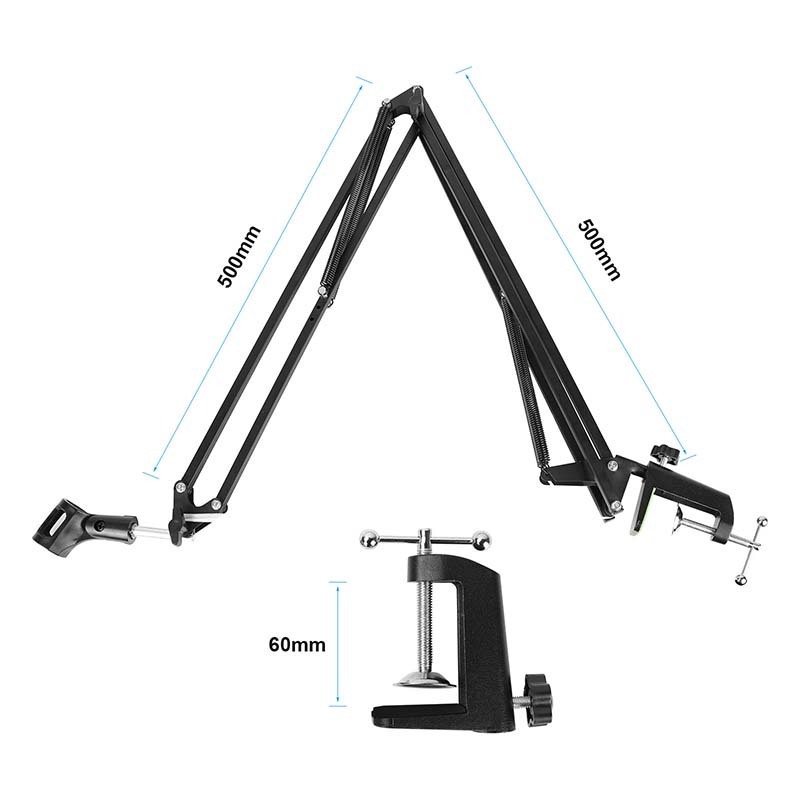 CAMVATE Professional Microphone Stand Boom Arm Suspension Scissor Arm Stand With Mounting C Clamp Base