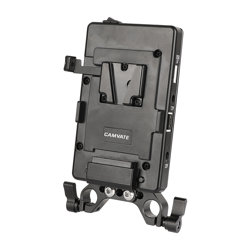 CAMVATE Quick Release V Lock Plate Power Splitter Adapter With 15mm Rod Clamp