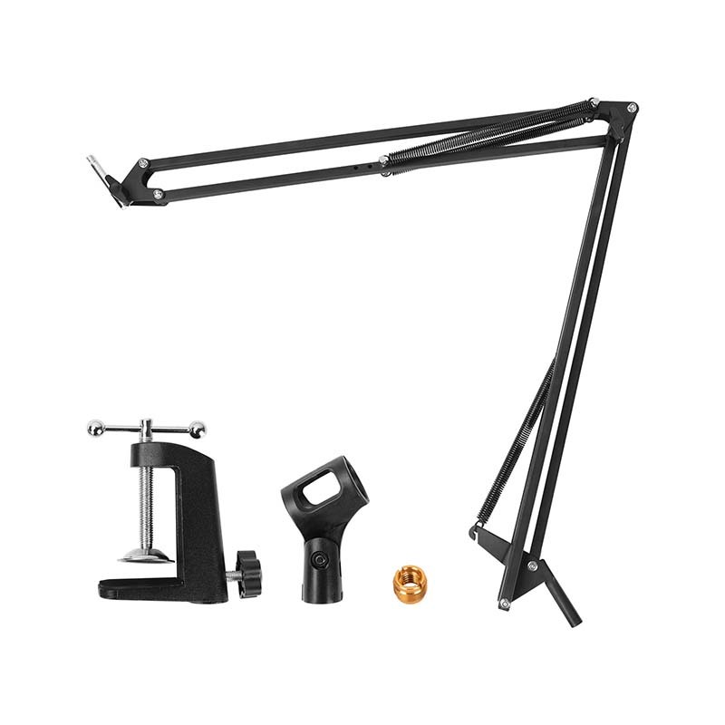 CAMVATE Professional Microphone Stand Boom Arm Suspension Scissor Arm Stand With Mounting C Clamp Base