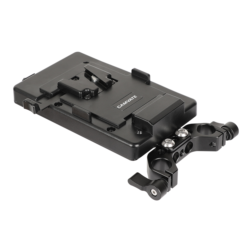 CAMVATE Quick Release V Lock Plate Power Splitter Adapter With 15mm Rod Clamp