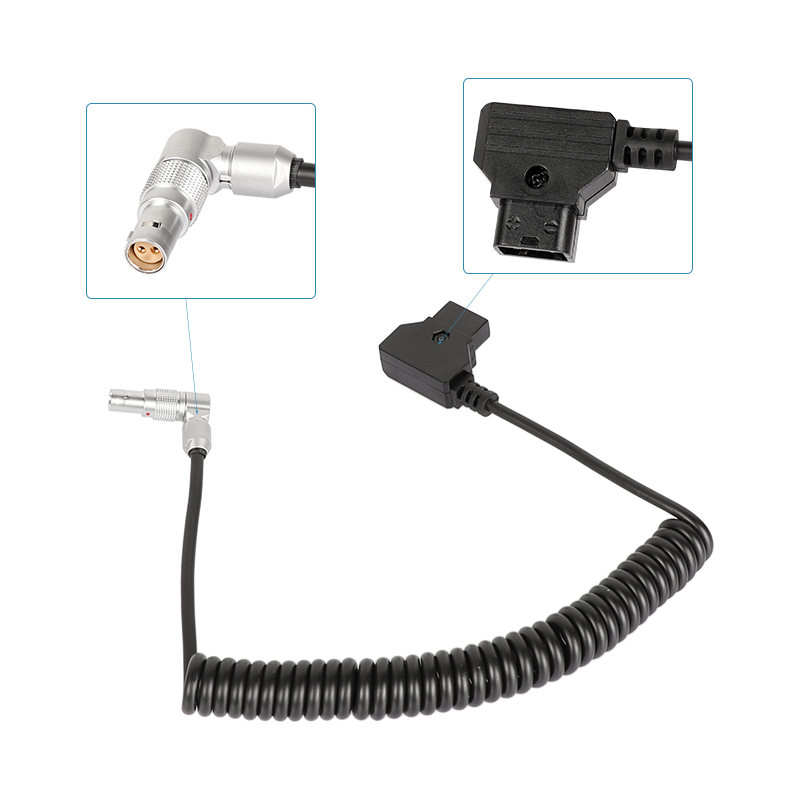 CAMVATE RED Komodo 6K Cinema Camera Coiled Power Adapter Cable Right Angle 2 Pin Female To D-tap